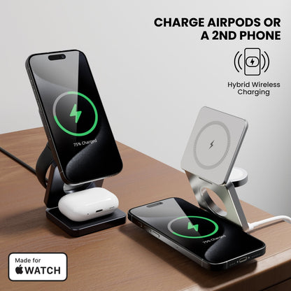 Folding 3-in-1 Wireless Charger Portable Magnetic Suction